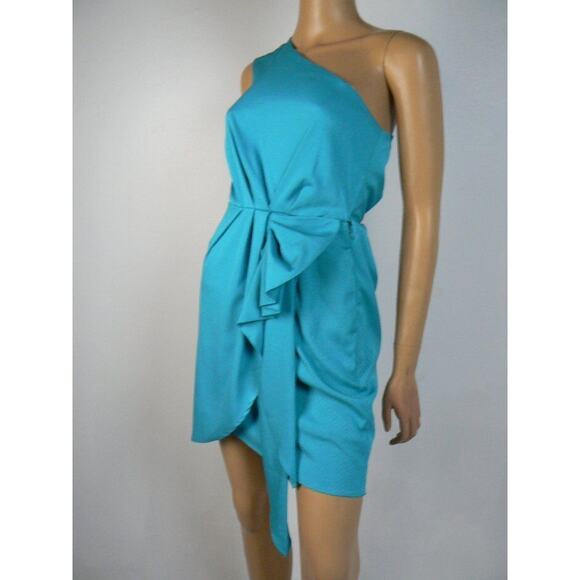 $108 BCBGeneration by BCBG Atlantis Blue Textured One Shoulder Dress 0 NWT B717 - Picture 4 of 6